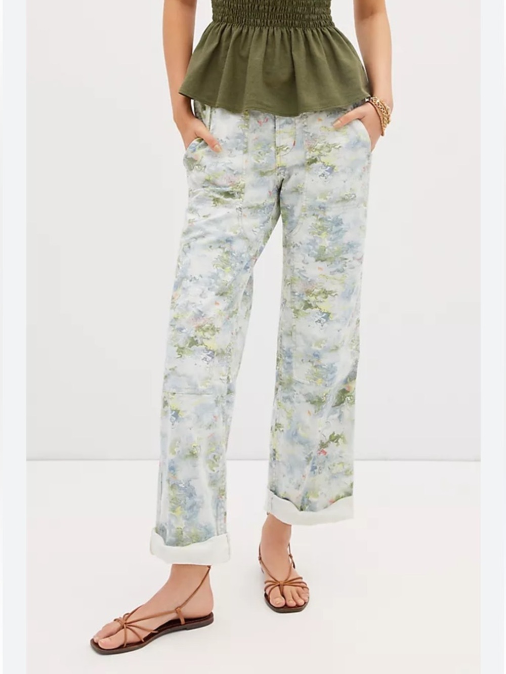 Pilcro The Roamer Pants | Lily Pad Pond Painted Water Colour - Size 28 - Picture 2 of 16